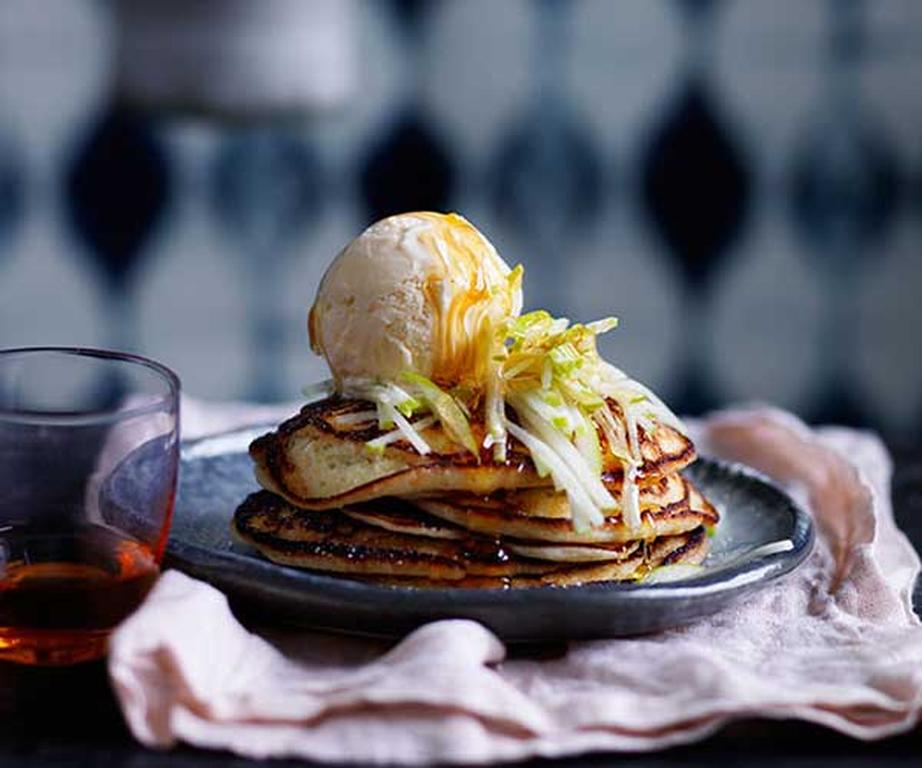 **[Ricotta hotcakes with apple and honey](https://www.gourmettraveller.com.au/recipes/fast-recipes/ricotta-hotcakes-with-apple-and-honey-13619|target="_blank"|rel="nofollow")**