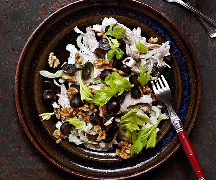 **[Chicken salad with black grapes, walnuts and celery](https://www.gourmettraveller.com.au/recipes/browse-all/chicken-salad-with-black-grapes-walnuts-and-celery-11404|target="_blank")**