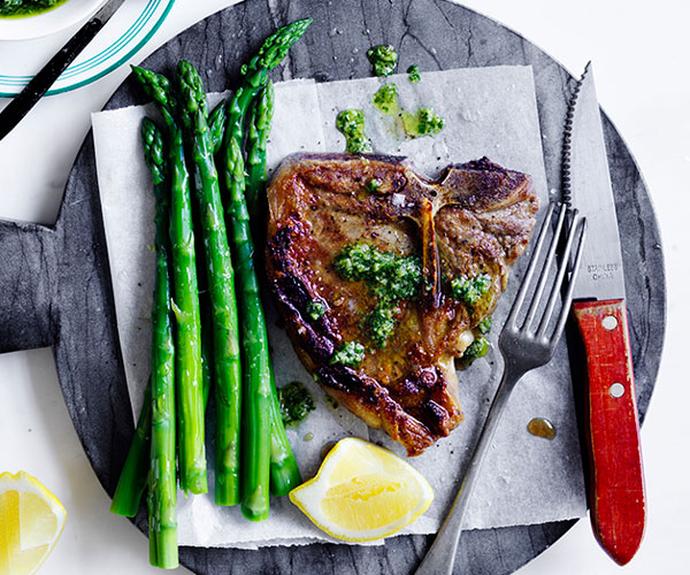 **[Bistecca with asparagus and salsa dragoncello](http://www.gourmettraveller.com.au/recipes/fast-recipes/bistecca-with-asparagus-and-salsa-dragoncello-13861|target="_blank")**