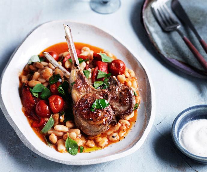 **[Lamb cutlets with white beans, capsicum and oregano](https://www.gourmettraveller.com.au/recipes/fast-recipes/lamb-cutlets-with-white-beans-capsicum-and-oregano-13731|target="_blank")**