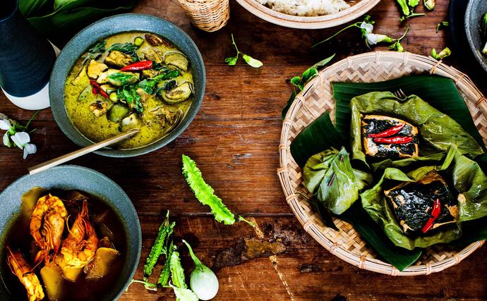 Southeast Asian food in Australia, Southeast Asian cuisine - tablescape ofPalisa Anderson's Thai food