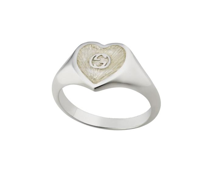 **Gucci heart ring with interlocking G, $510 at [Gucci](https://go.skimresources.com?id=105419X1577742&xs=1&xcust=gt&url=https%3A%2F%2Fwww.gucci.com%2Fau%2Fen_au%2Fpr%2Fjewellery-watches%2Fsilver-jewellery%2Fsilver-rings%2Fgucci-heart-ring-with-interlocking-g-p-645544J84101184|target="_blank"|rel="nofollow")**

Sometimes, gifting on the nose is unabashedly sweet. This heart-shaped stencilled interlocking G ring from Gucci has a mother-of-pearl enamel effect and is made in Italy. Now, that's amore.
<br><br>
**[SHOP NOW](https://go.skimresources.com?id=105419X1577742&xs=1&xcust=gt&url=https%3A%2F%2Fwww.gucci.com%2Fau%2Fen_au%2Fpr%2Fjewellery-watches%2Fsilver-jewellery%2Fsilver-rings%2Fgucci-heart-ring-with-interlocking-g-p-645544J84101184|target="_blank"|rel="nofollow")**