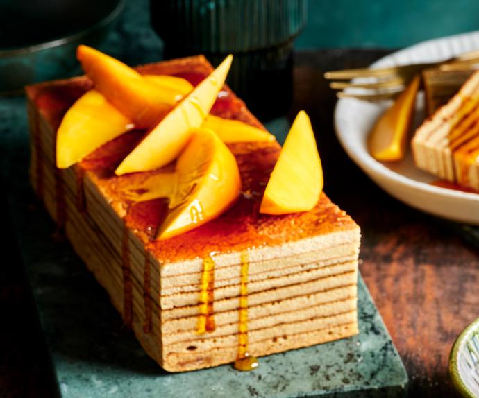 Kek lapis (Indonesian layer cake) recipe with mango and caramel