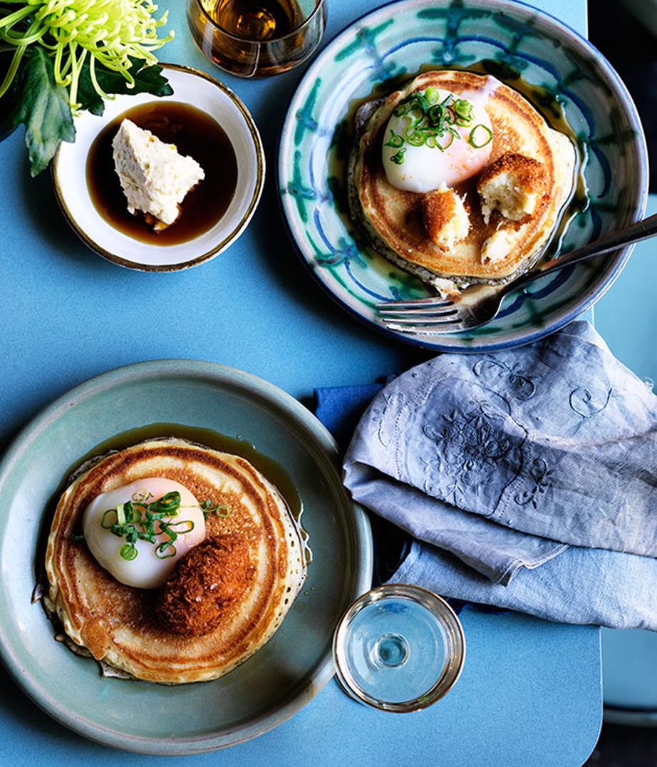 **[Bodega's buttermilk pancakes with bacalao, egg and smoked maple butter](https://www.gourmettraveller.com.au/recipes/chefs-recipes/bodegas-buttermilk-pancakes-with-bacalao-egg-and-smoked-maple-butter-8453|target="_blank"|rel="nofollow")**