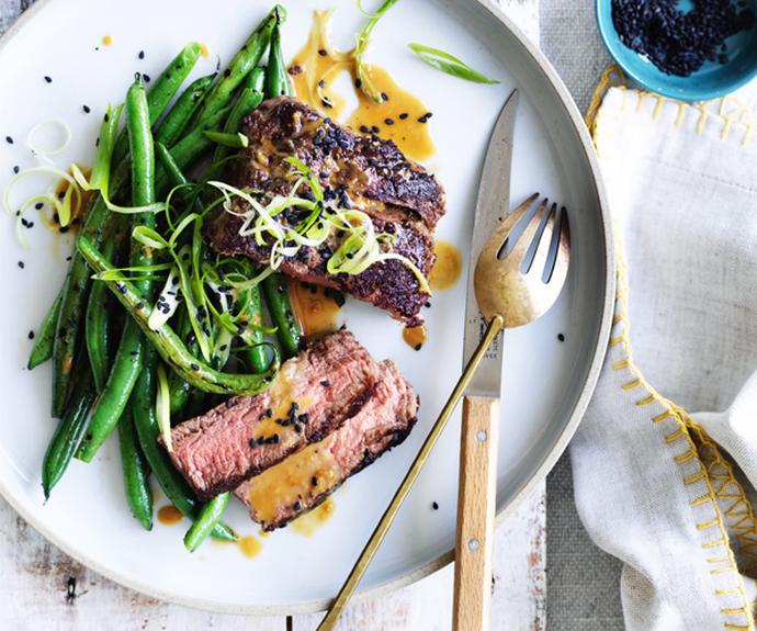 **[Fillet steak with charred green beans and tahini](https://www.gourmettraveller.com.au/recipes/fast-recipes/fillet-steak-with-charred-green-beans-and-tahini-15594|target="_blank")**
