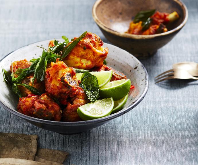 **[Malay fried chicken with curry leaves](https://www.gourmettraveller.com.au/recipes/chefs-recipes/malay-fried-chicken-with-curry-leaves-16371|target="_blank")**
