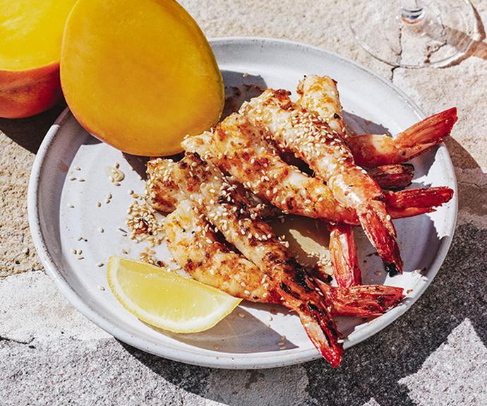 **[Barbecued prawns with honey, sesame and lemon](https://www.gourmettraveller.com.au/recipes/fast-recipes/barbecued-prawns-with-honey-sesame-and-lemon-16879|target="_blank")**