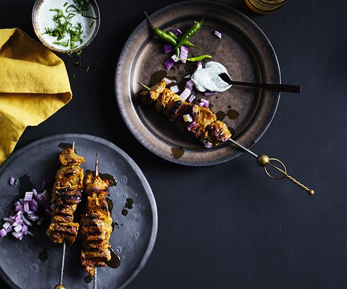 **[Indian-spiced lamb skewers with mint yoghurt](https://www.gourmettraveller.com.au/recipes/fast-recipes/indian-spiced-lamb-skewers-17036|target="_blank")**