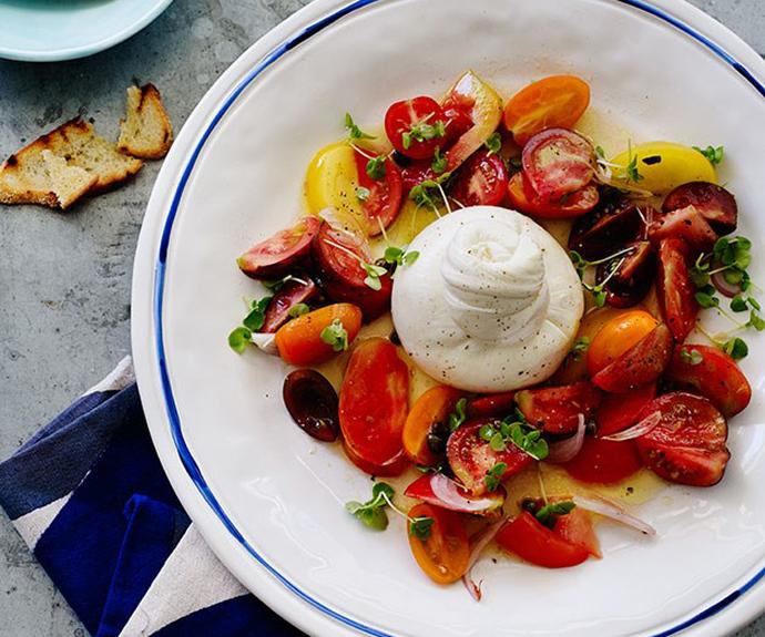 **[Mixed tomato salad with burrata](https://www.gourmettraveller.com.au/recipes/browse-all/mixed-tomato-salad-with-burrata-12155|target="_blank"|rel="nofollow")**