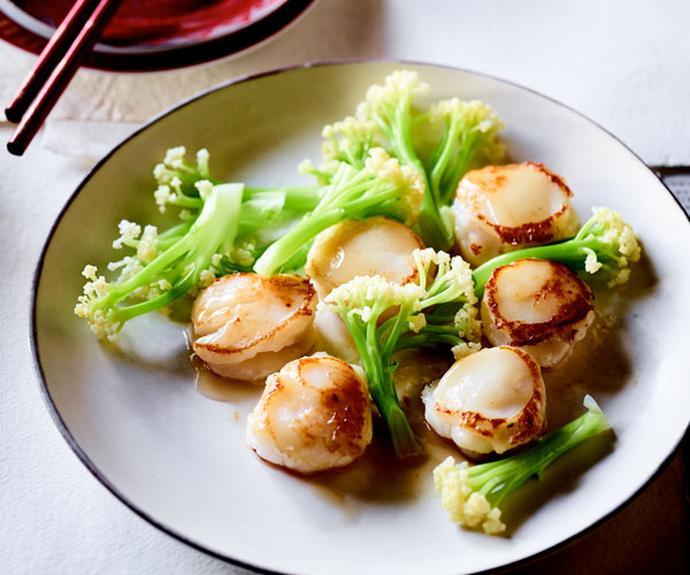 **[Lau's Family Kitchen's scallops stuffed with prawn mousse](https://www.gourmettraveller.com.au/recipes/chefs-recipes/scallops-prawn-mousse-17839|target="_blank")**