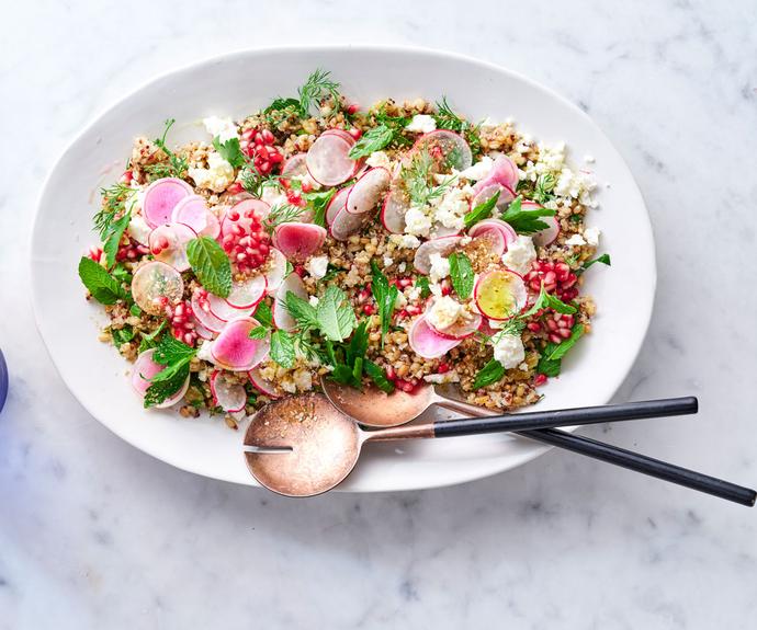 **[Grain salad with dukkah and pickled pomegranate](https://www.gourmettraveller.com.au/recipes/browse-all/grain-salad-with-dukkah-and-pickled-pomegranate-20570|target="_blank"|rel="nofollow")**