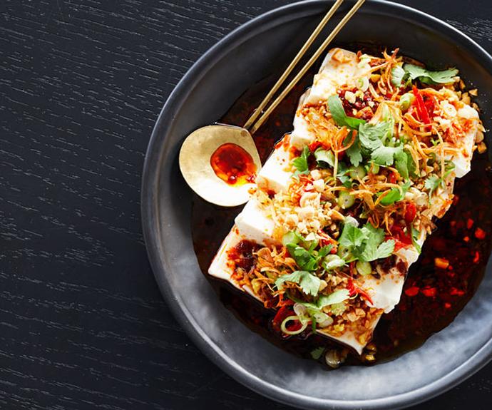 **[Victor Liong's cold silken tofu with peanuts, salted daikon, coriander and black vinegar](https://www.gourmettraveller.com.au/recipes/chefs-recipes/cold-tofu-peanuts-vinegar-17812|target="_blank")**
