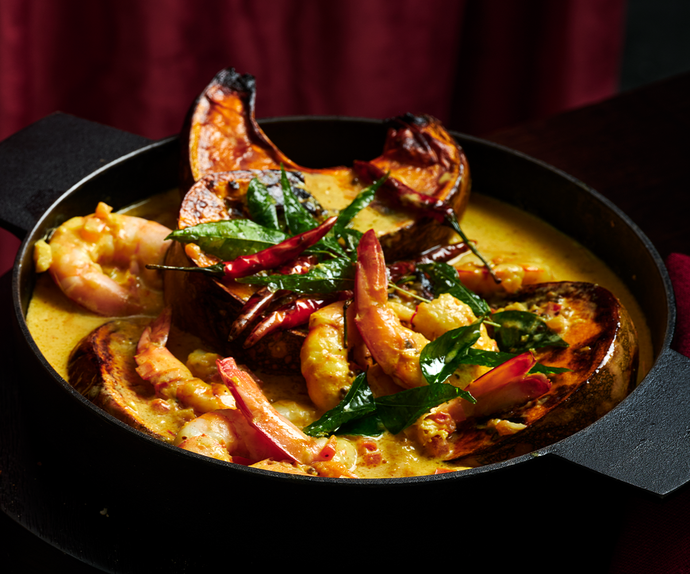 Coconut prawns recipe with saffron curry