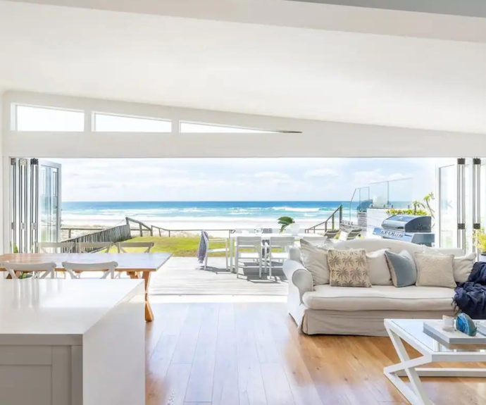 A view of the private entrance to Palm Beach from the deck at Jefferson Beach Cottage at Palm Beach