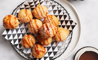 Sweet tofu doughnuts with yuzu salted caramel